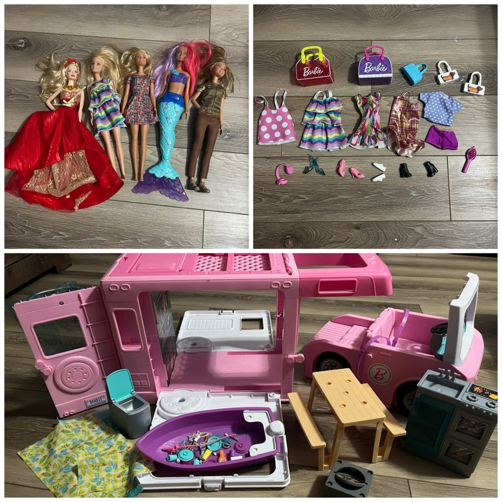 Barbie Adventure Camper Set with Dolls and Accessories - Pink and Purple